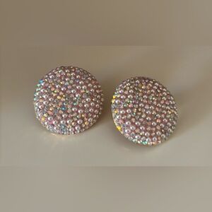 NEW Lele Sadoughi Pink Crystal Disc Clip-on Earrings